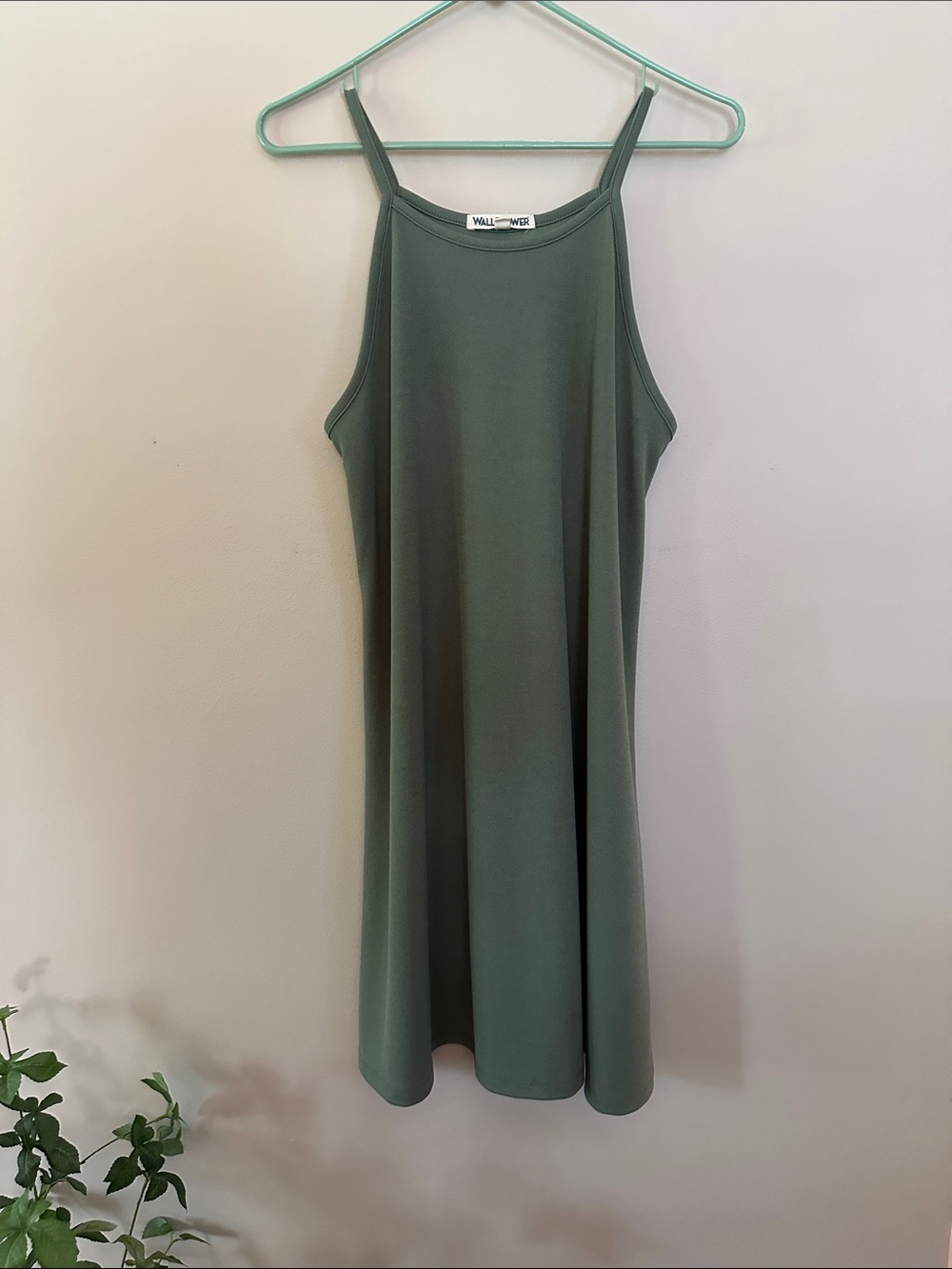 Olive Green Halter-Style Mini Dress
